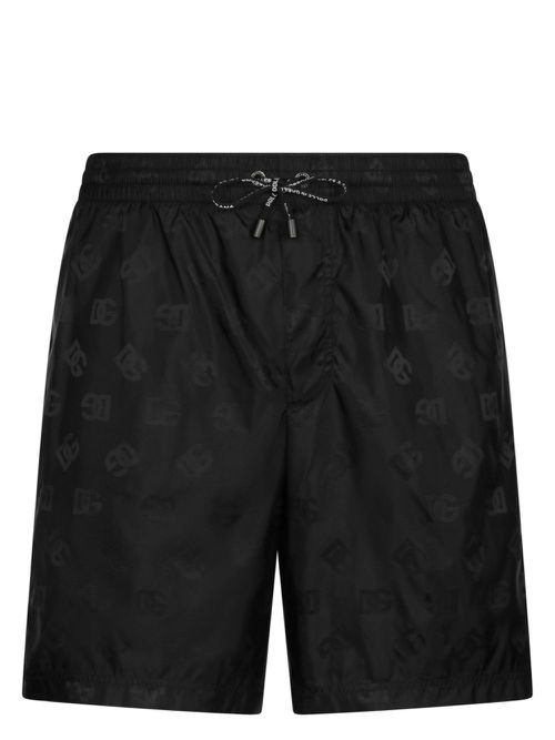 DG monogram-print swim shorts - Black
