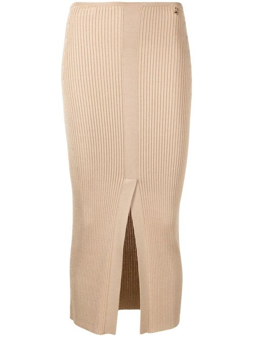 Ribbed-knit pencil skirt - Neutrals
