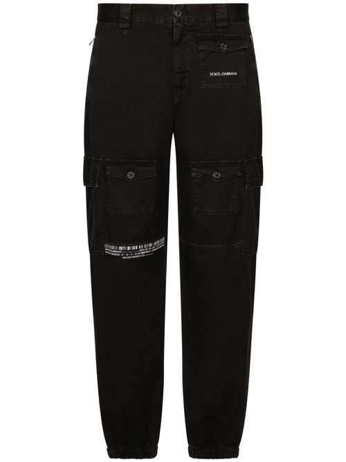 Logo-print cotton trousers - Black
