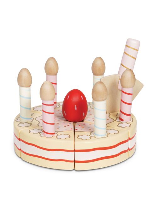 Sliceable Birthday Cake & Candles set - Neutrals