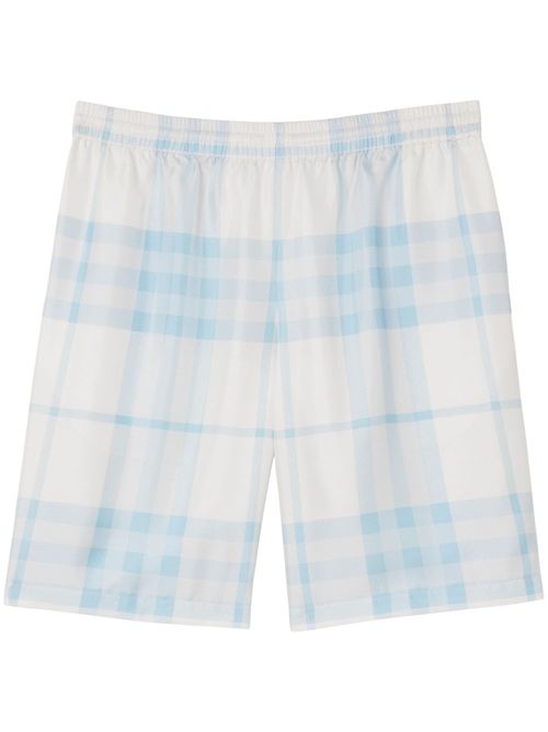 Checked silk shorts - White