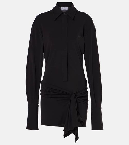 Cutout draped jersey shirt dress