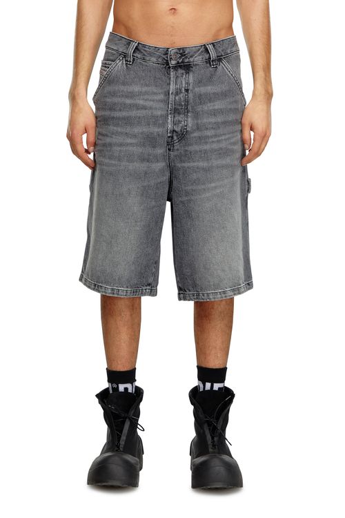 Hemp denim utility shorts - Denim short pants - Man - Black