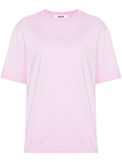 Logo-embroidered cotton T-shirt - Pink