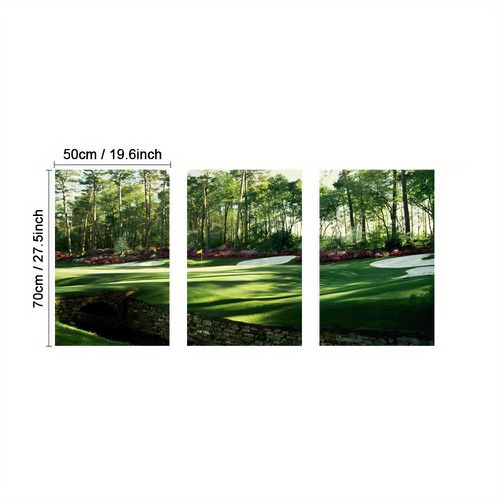 TEMU Conjunto Lienzos de de Golf enmarcados - de Paisajes Serenos y Vegetación , Decoración para , Dormitorio, Oficina en Casa - de Madera