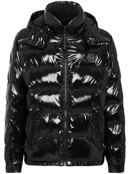 Hexagon logo-plaque padded jacket - Black