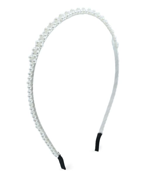 Pearl-embellished headband - White
