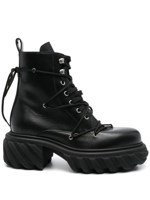 65mm leather combat boots - Black