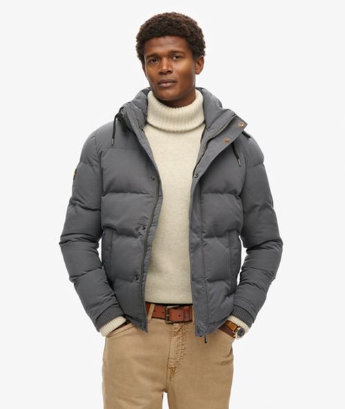 Superdry & Co Men's Everest Short Hooded Puffer Jacket Dark Grey / Charcoa