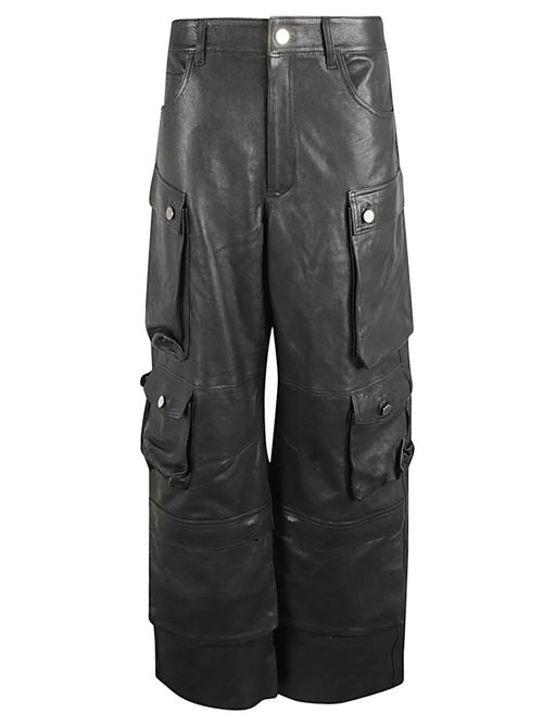 Black Leather cargo pants