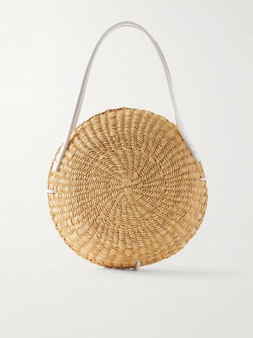 Talata Mini Leather-trimmed Raffia Bag