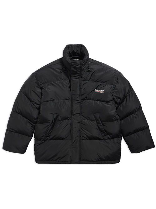 Logo-print quilted jacket - Black