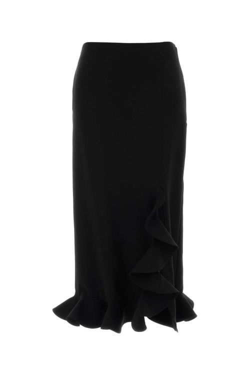 Ruffled Jersey Skirt — Black