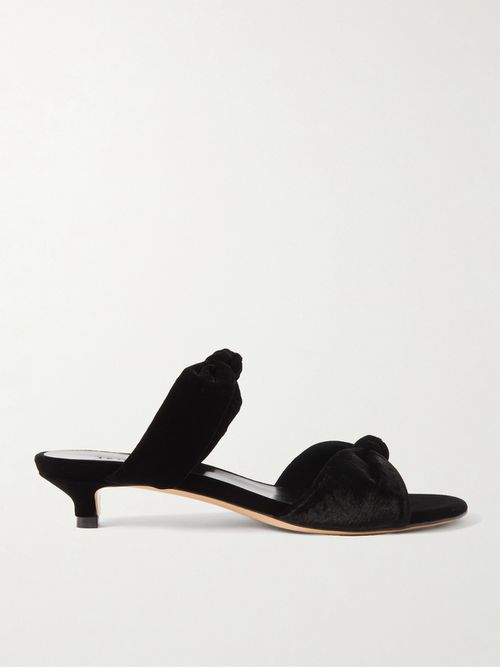 Knot Velvet Mules - Black