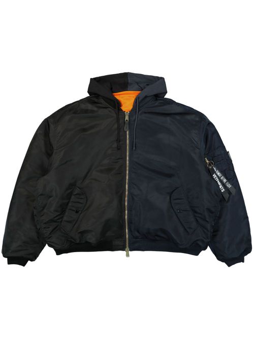 Two-tone zip-up hoodie - Black
