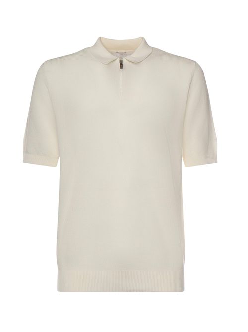Cotton Zip-up Polo Shirt