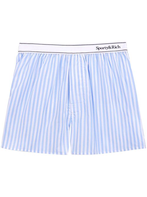 Logo-waistband poplin shorts - Blue