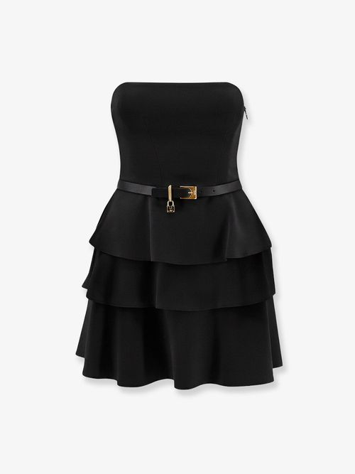 Bustier with Ruffled Hem Mini Dress — Black