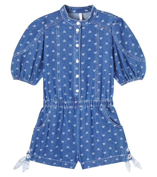 Printed denim playsuit