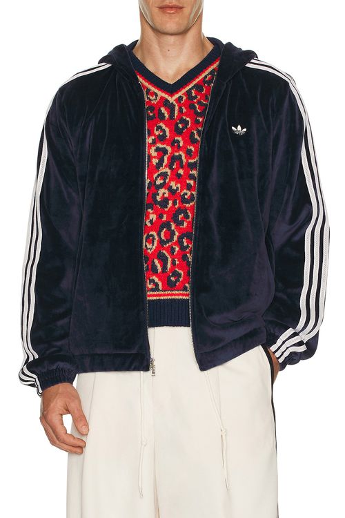 Adidas by Wales Bonner Velour Track Jacket in Navy