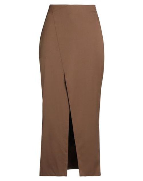 Woman Maxi skirt Brown Size 4 Polyester, Virgin Wool, Elastane
