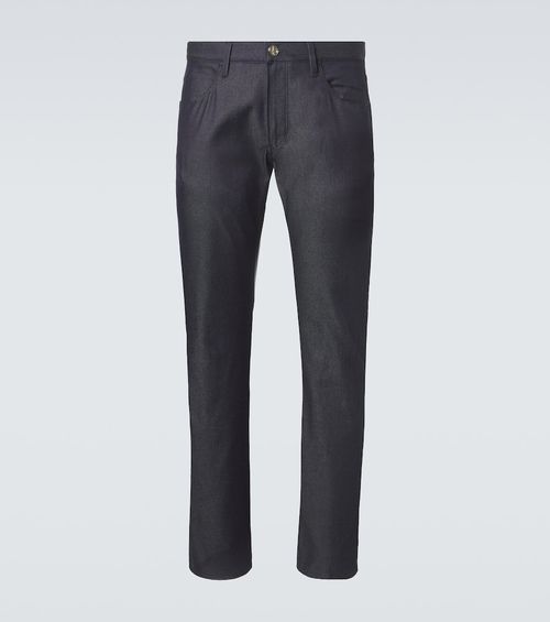 Cotton and silk-blend straight jeans
