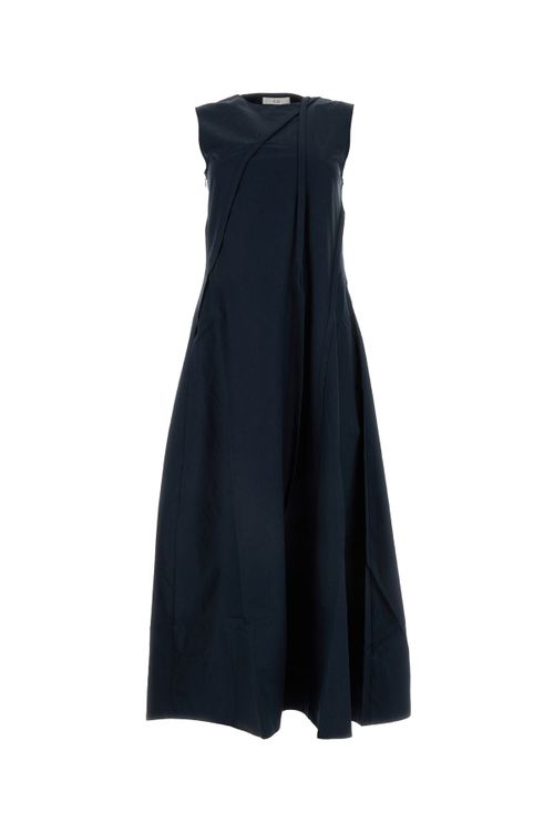 Sleeveless Cotton Blend Dress — Navy