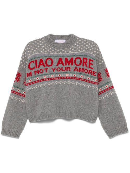 Intarsia-knit sweater - Grey