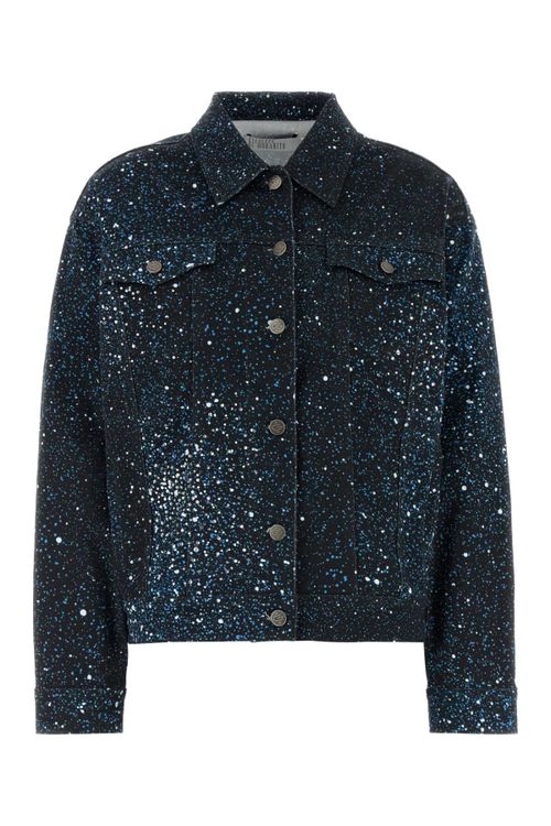Speckled Stretch Denim Jacket — Navy