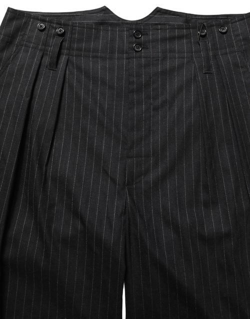 Pinstripe Virgin Wool Trousers — Black