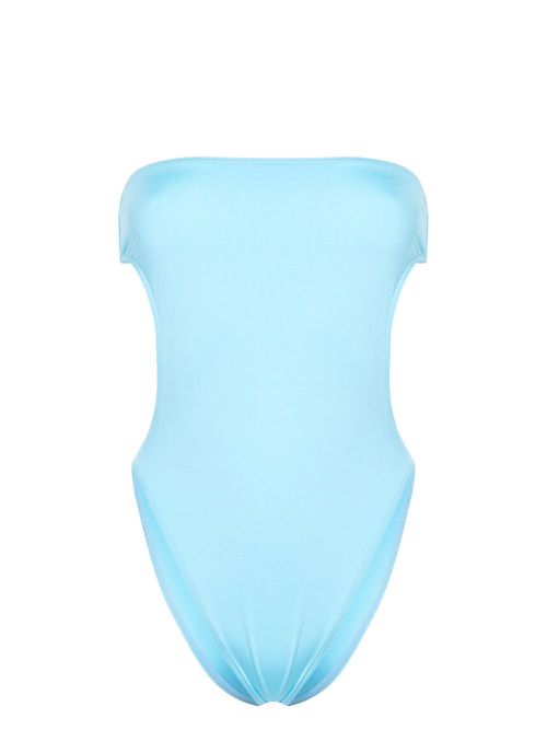 Strapless cut-out swimsuit - Blue