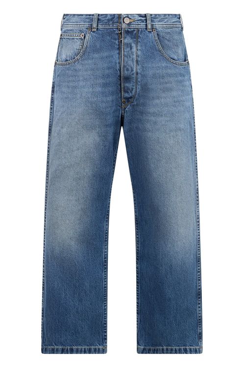 Medium-Blue Cotton Straight-Leg Jeans — Blue