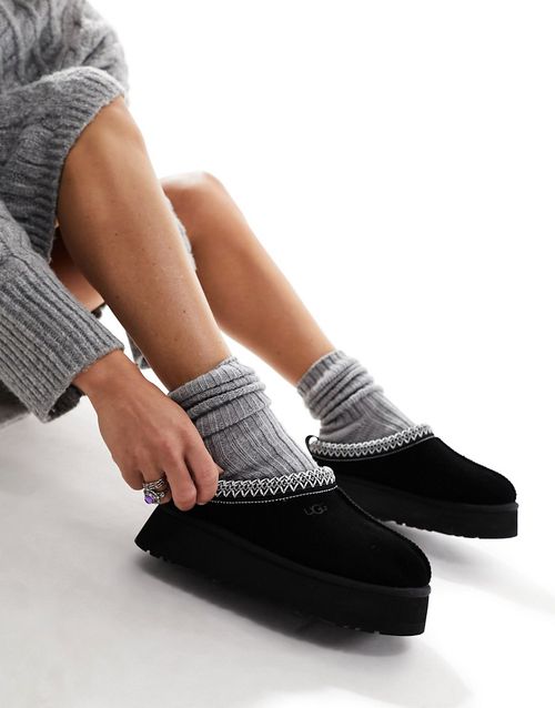 Tazz shearling lined platform shoes in black