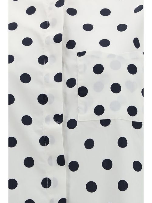Polka-Dot Cotton Shirt Dress — White
