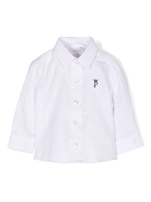 Logo-embroidered cotton shirt - White