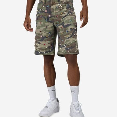 Men's Embellished Twill Camo Shorts