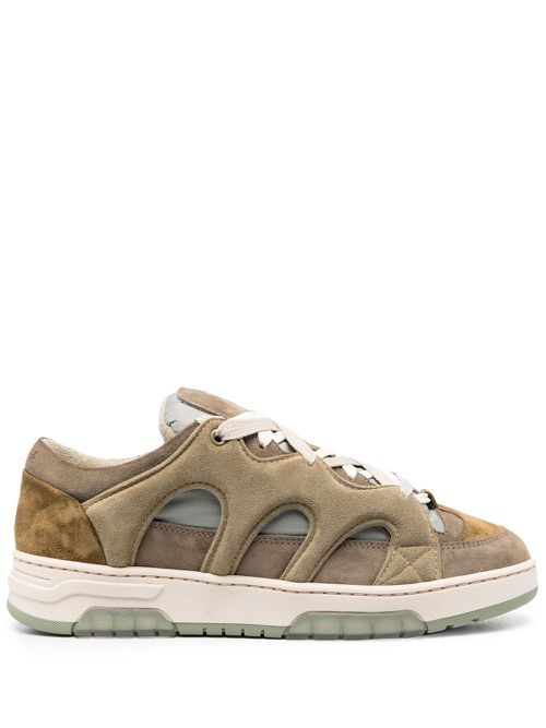 Panelled lace-up sneakers - Green