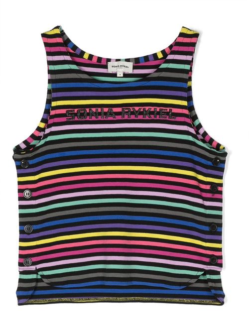 Logo-print striped tank top - Black