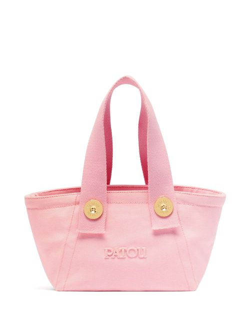 Patou small logo-embroidered trapeze-design tote bag - Pink