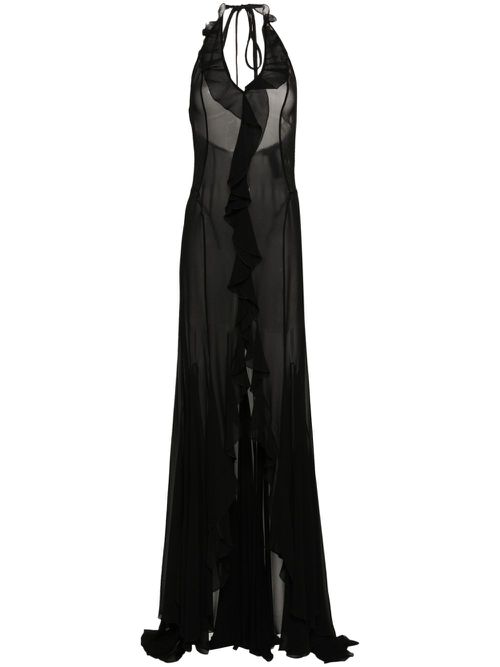 Semi-sheer maxi dress - Black