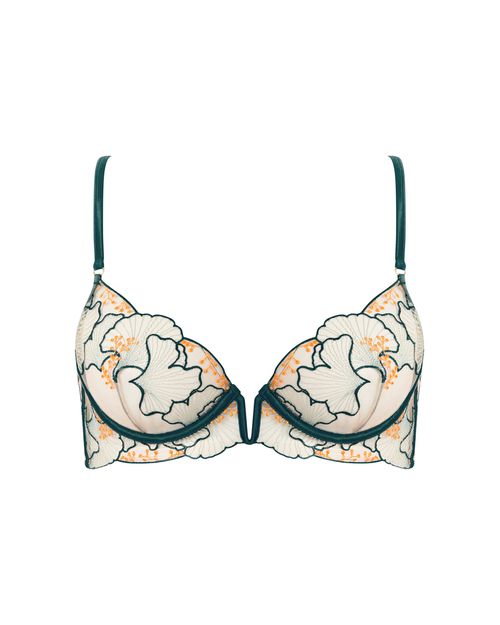 Bluebella Gianna Sheer Longline Bra Green/Orange