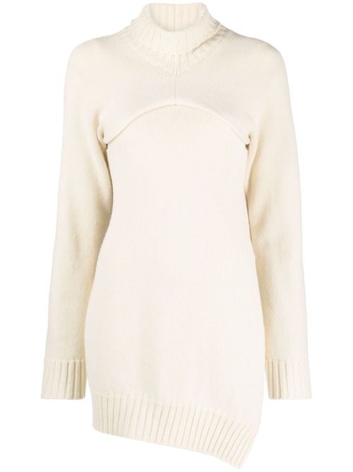 Detachable-panel ribbed-knit jumper - Neutrals