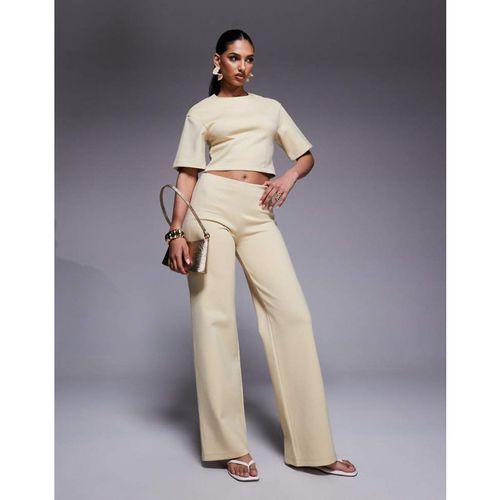 ASOS DESIGN Womens interlock wide leg trousers co ord in buttermilk - Yellow - Large