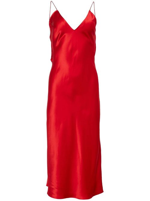 Crystal midi low-back slip - Red