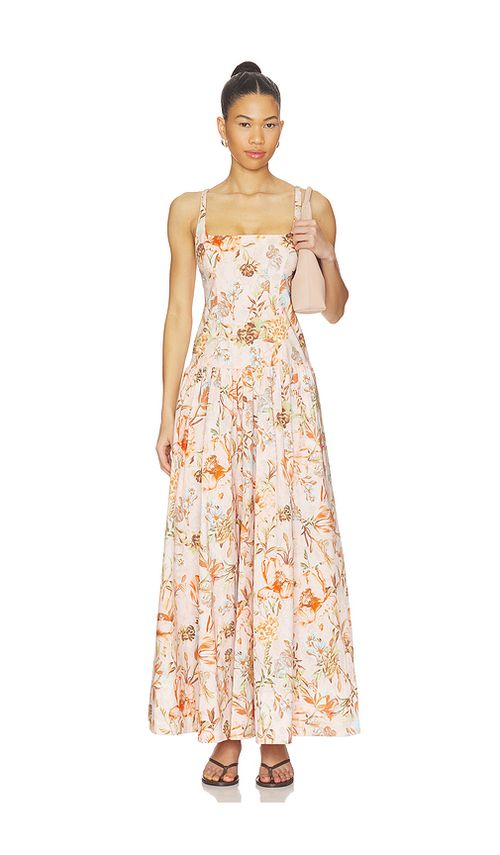 HEMANT AND NANDITA Square Neck Maxi Dress in Beige. S. Also in XXS, XS, M, L
