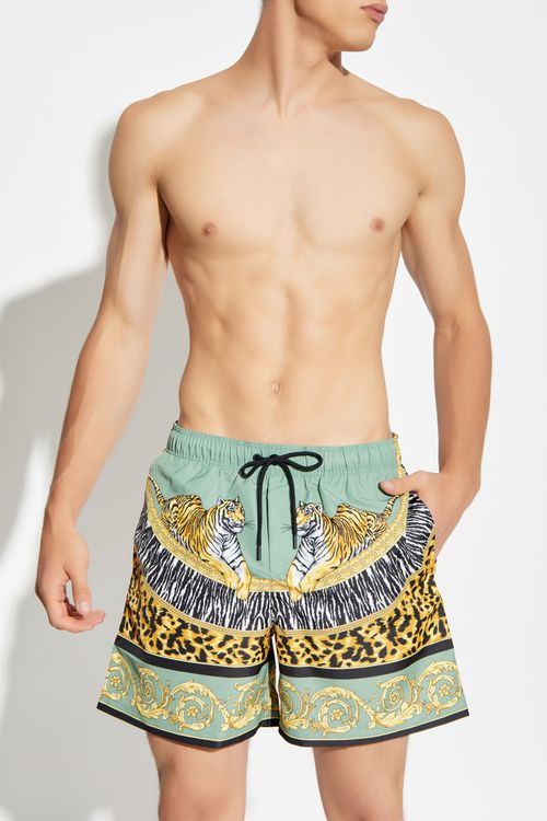 Swim Shorts With Print, Men's, Green