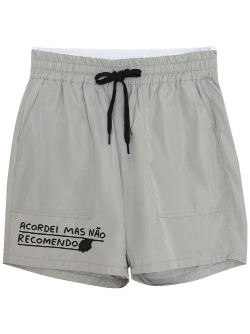 Slogan-print track shorts - Grey