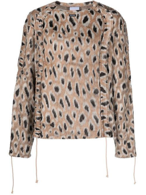 Leopard-print brushed-finish jumper - Neutrals