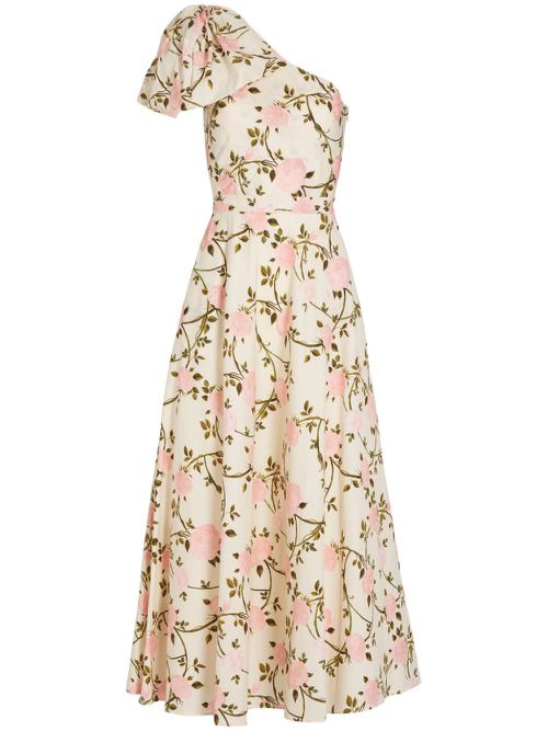 Rosier-print one-shoulder dress - White