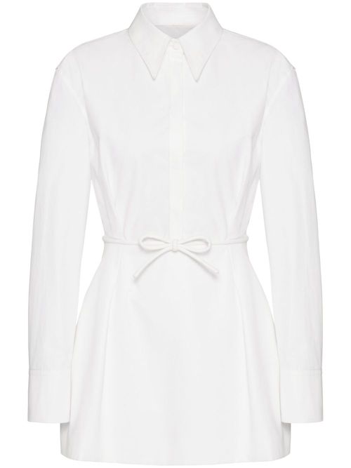 Belted cotton-poplin shirt dress - White